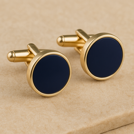 Złoto-granatowe spinki męskie