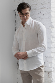 Biała koszula button down z czystego lnu