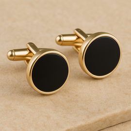 Złoto-czarne spinki do mankietów