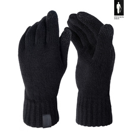 Czarne rękawiczki z wełny merino do obsługi telefonu