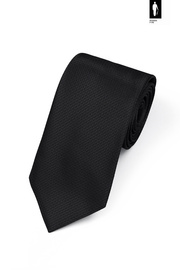 Czarny krawat męski z jedwabiu 100% – elegancki, włoski, 8 cm