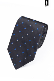 Jedwabny krawat grafitowy z niebieskim mikrowzorem