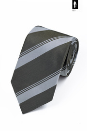 Jedwabny krawat oliwkowy w białe pasy