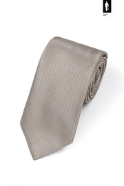 Beżowy krawat męski z jedwabiu 100% – włoski, klasyczny, 8 cm