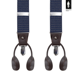 Szelki męskie granatowe w mikrowzór z zapięciem 2w1